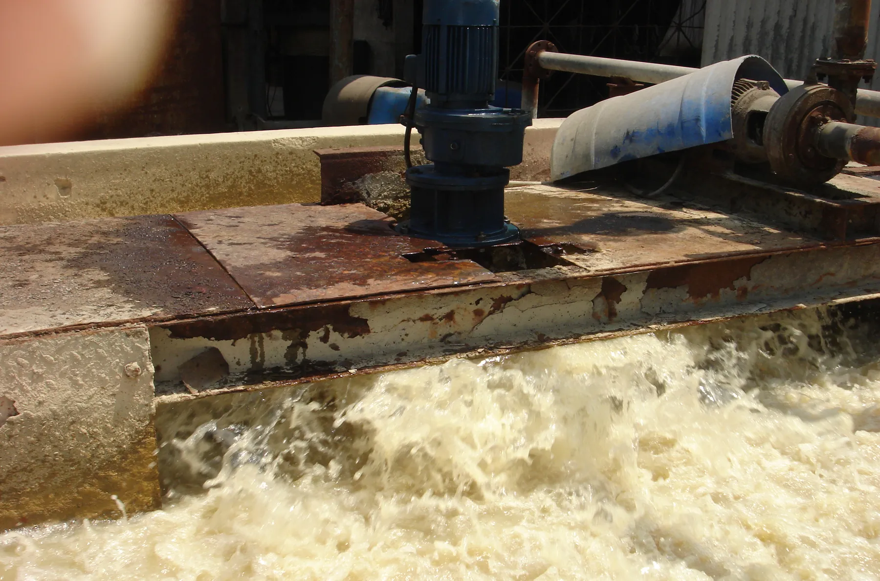 Surface aerator churning an aeration channel
