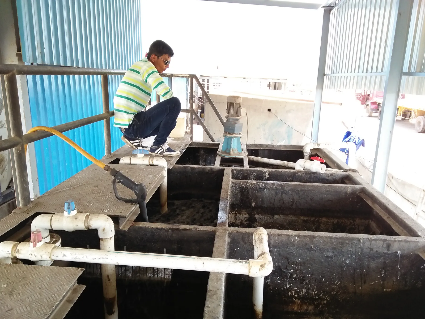 Our engineer checking an effluent treatment plant during a service visit